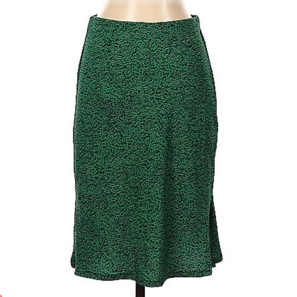 RACHEL ZOE Green Black Cheetah Print Midi Skirt 8 - Picture 1 of 3